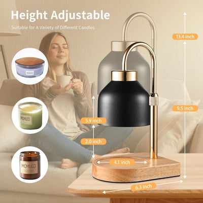 Candle Warmer Lamp with Timer Dimmer, Wax Melt Warmer for Jar Candles, House Warming Gifts New Home Decor, Gifts for Women Mom, Adjustable Height with 2 Bulbs
