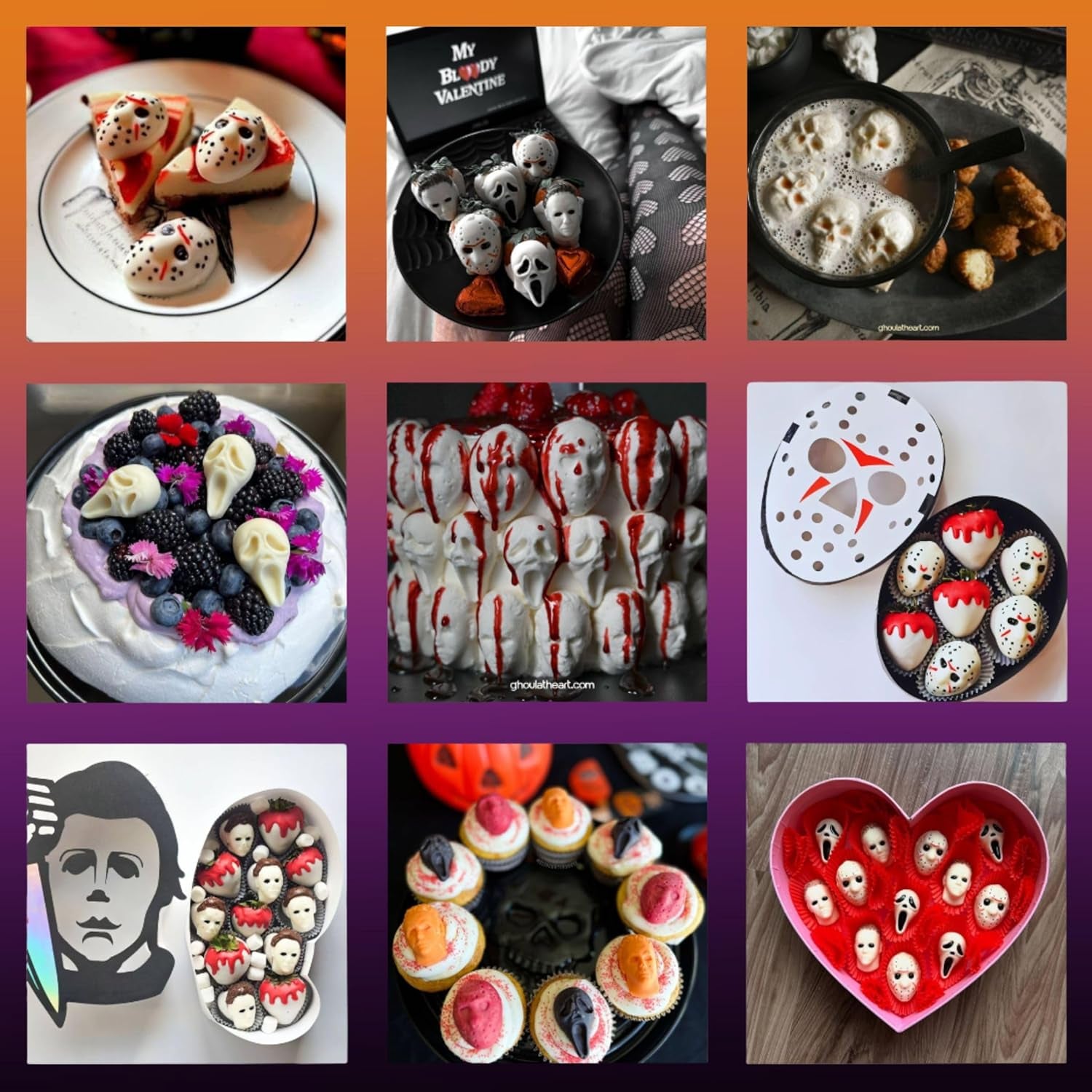 icemolds Horror Movie Character Molds – Halloween Silicone Molds for Chocolate, Candy, Resin, Crafts – 3D Scary Film Icons for Party Treats & DIY Decor (Orange)