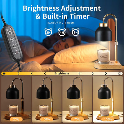 Candle Warmer Lamp with Timer Dimmer, Wax Melt Warmer for Jar Candles, House Warming Gifts New Home Decor, Gifts for Women Mom, Adjustable Height with 2 Bulbs