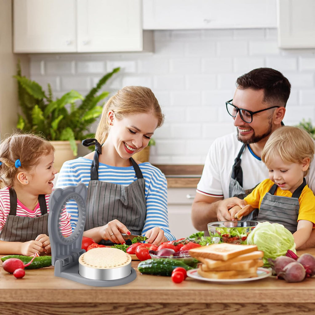 Uncrustable Sandwich Maker,Sandwiches Pocket Circle Shape 3.7Inch Sandwich Cutter and Sealer,Sandwich Cutter for Kids Breakfast and Lunchboxes (Grey)