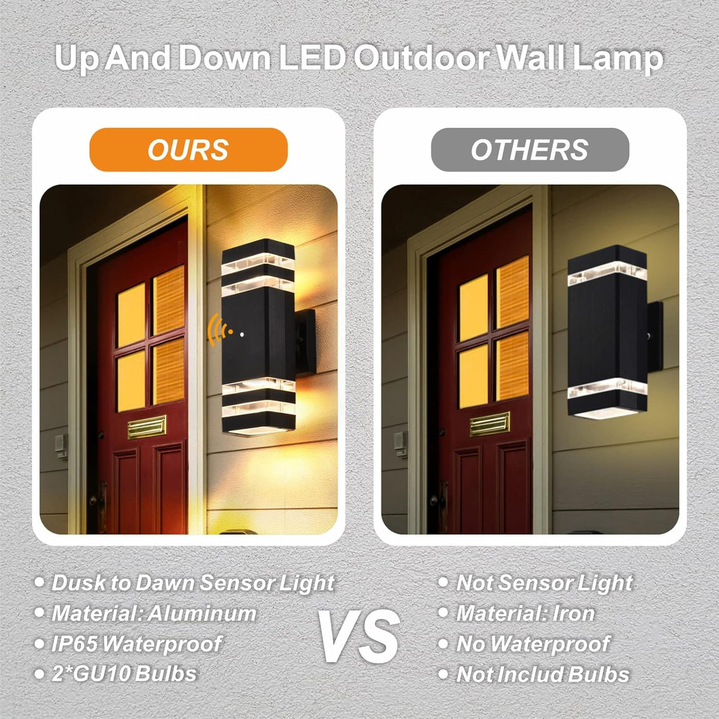 4 Pack Dusk to Dawn Outdoor Wall Lights, 3000K Warm White Exterior Lighting Fixtures, up and down Porch Lights Outdoor, Waterproof outside Lights for House Porch Garage