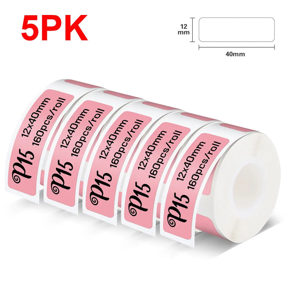 Portable Label Printer Mini Bluetooth Labeling Machine DIY Adhesive Label Stickers Thermal Printer or 5PK White Label Tapes