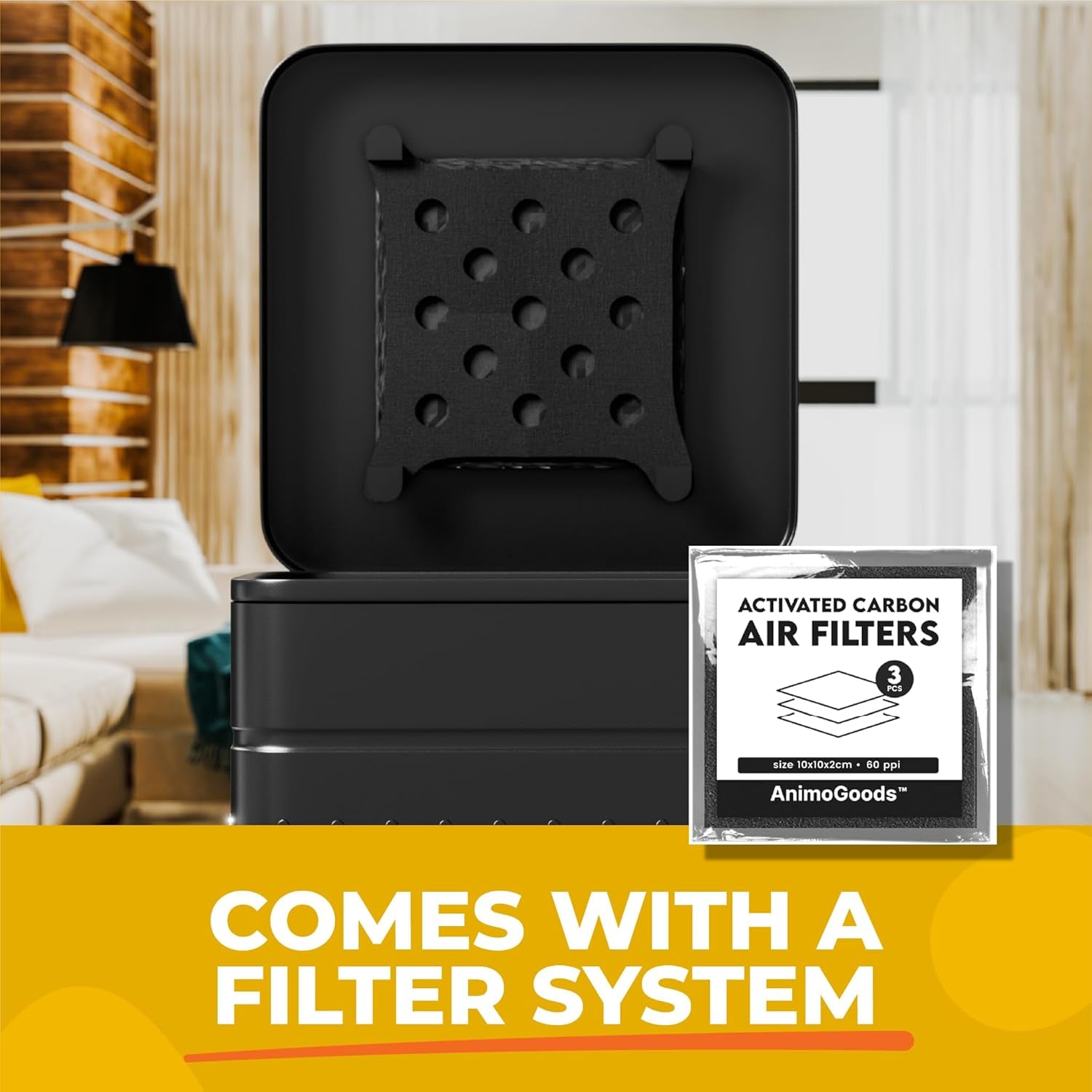 Small Dog Poop Trash Can Outside, 1.3 Gal Stainless Steel Dog Waste Trash Can, Waterproof Small Poop Bucket Outdoor with Lid, Poop Pail for Dogs, Dog Poop Bin Outdoor with Odor Control (Black)