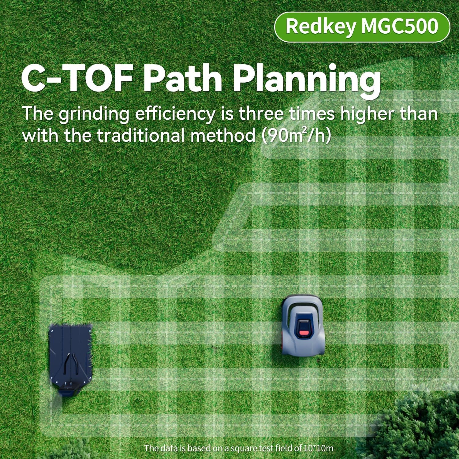 MGC500 Robot Lawn Mower with 393Ft Boundary Wires for 0.12 Acre (1/8 Acre), 45% Slope, 70Mins Runtime, Auto Recharge, Automatic Robotic Lawn Mower W/Precise Location & Breakpoint Detection