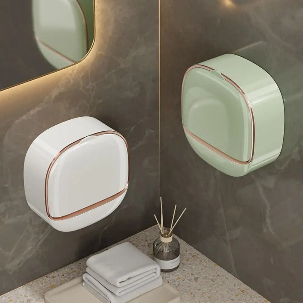 Soap Dish with Drainage Box Punch-Free Soap Holder Bathroom Drain Soap Box Flip Drain Soap Storage Case Bathroom Accessories