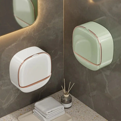 Soap Dish with Drainage Box Punch-Free Soap Holder Bathroom Drain Soap Box Flip Drain Soap Storage Case Bathroom Accessories