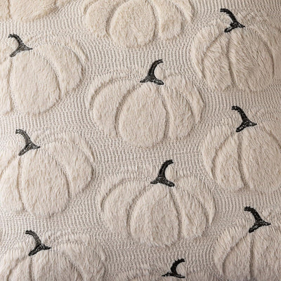 Fall Pumpkins Decorative Pillow Covers 18X18 Set of 2, Beige Soft Plush Faux Fur Wool Farmhouse Throw Cushion Cases for Autumn Thanksgiving Holiday Home Decorations