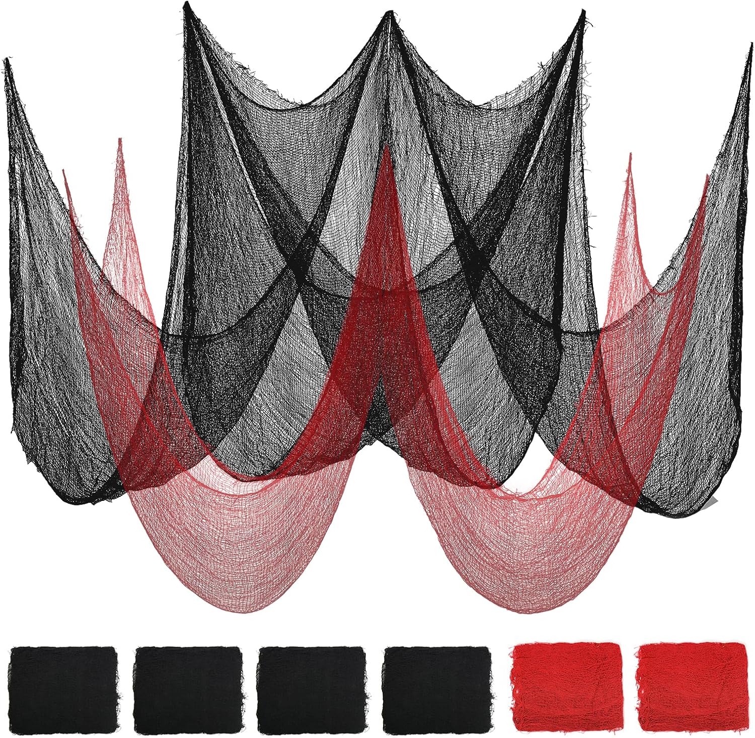 6Pcs Halloween Gauze Cloth, Creepy Cloth, 30×72 Inch Creepy Fabric Halloween for Haunted House Supplies, Party Outdoor, Indoor (4 Black+2 White)