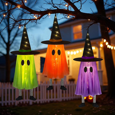 Halloween Decorations, Light-Up Freestanding Spooky Ghost Dog with Remote String Lights Battery Operated, Halloween Ghost Dog for Front Door Porch Yard Lawn Home Party