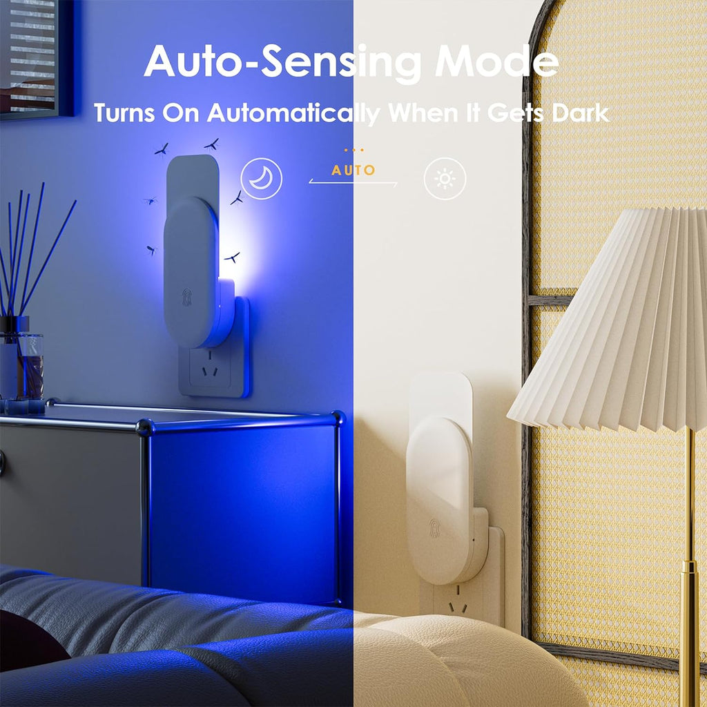 Flying Insect Trap, 2 in 1 Indoor Plug-In Fruit Fly Trap, 1 Trap White and 6 Glue Cards, Fruit Fly Traps for Gnat, Moth, Mosquito, Suitable for Every Part of the Home