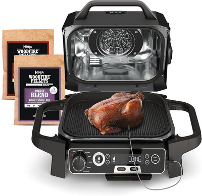 | Woodfire Series | 7-In-1 (Grill, BBQ, Roast, Air Fry, Dehydrate, Broil, Smoke) | Portable & Weather Resistant | Cook up to 6 Steaks & 30 Hot Dogs | Woodfire Pellets Included | OG701