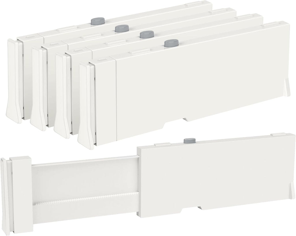 Drawer Dividers for Clothes 8 Pack, Adjustable 4" High Expandable from 11.6"-17" Dresser Drawer Organizer, Plastic Drawers Separators for Dresser, Baby Clothes, Kitchen and Office Storage