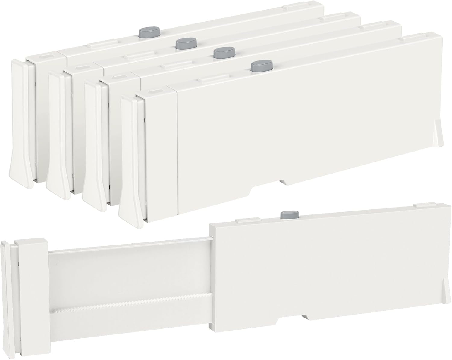 Drawer Dividers for Clothes 8 Pack, Adjustable 4" High Expandable from 11.6"-17" Dresser Drawer Organizer, Plastic Drawers Separators for Dresser, Baby Clothes, Kitchen and Office Storage