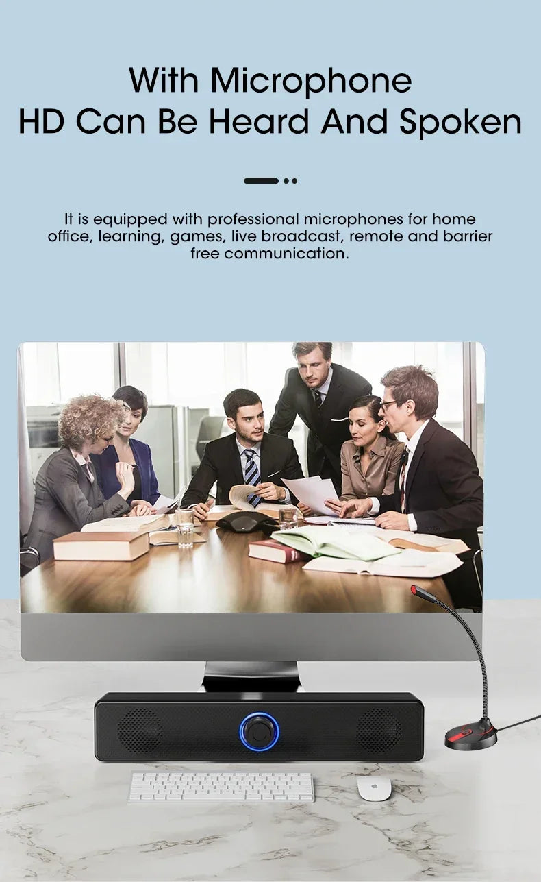 PC Soundbar Bluetooth + USB Powered Gaming Speaker