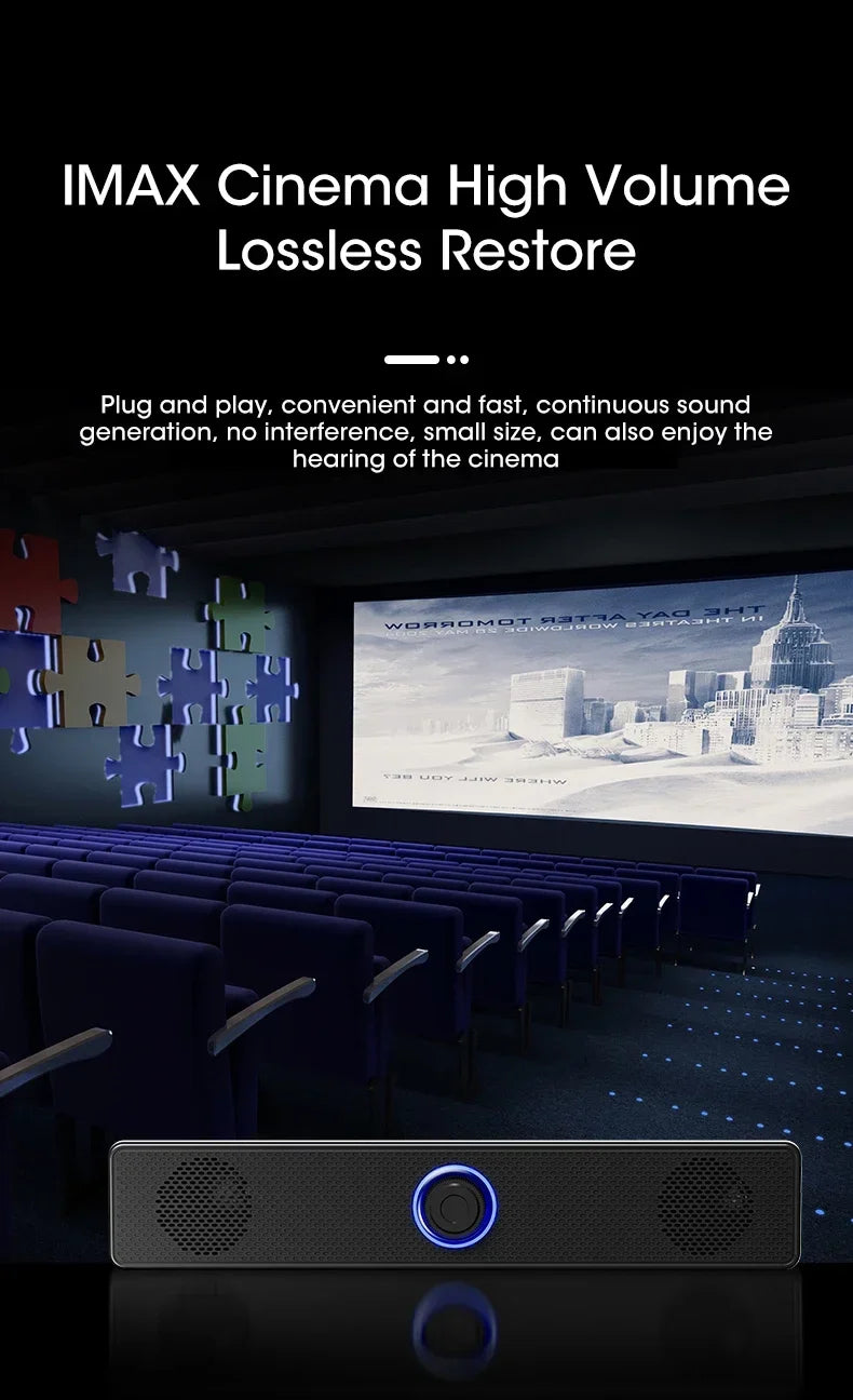 PC Soundbar Bluetooth + USB Powered Gaming Speaker