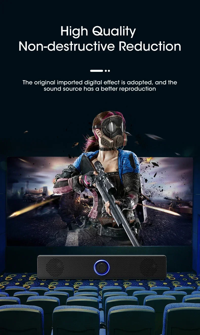 PC Soundbar Bluetooth + USB Powered Gaming Speaker