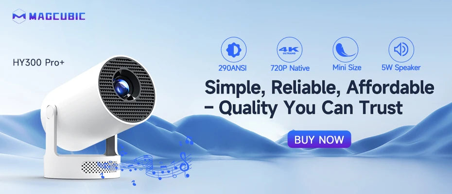 Magcubic HY300 Pro 4K Smart Mini Projector – WiFi6 + Bluetooth