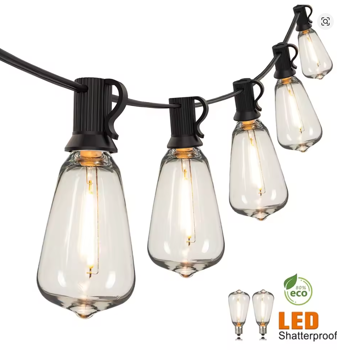 Outdoor String Lights - 30 ft. LED Shatterproof Design