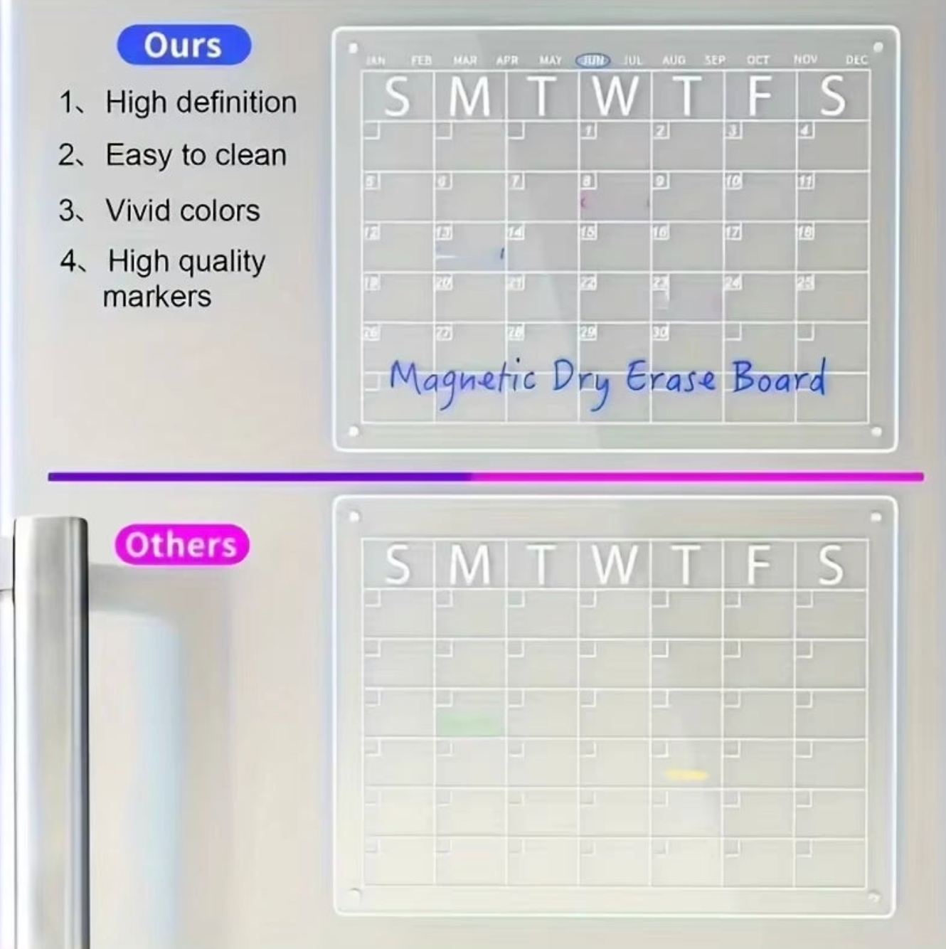 Fridge Calendar - Colorful & Easy to Clean