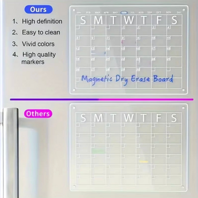 Fridge Calendar - Colorful & Easy to Clean