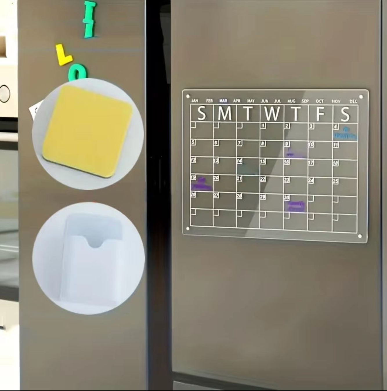 Fridge Calendar - Colorful & Easy to Clean