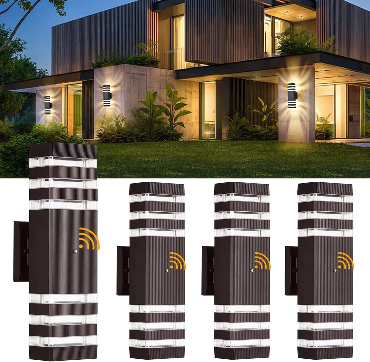 4 Pack Dusk to Dawn Outdoor Wall Lights, 3000K Warm White Exterior Lighting Fixtures, up and down Porch Lights Outdoor, Waterproof outside Lights for House Porch Garage