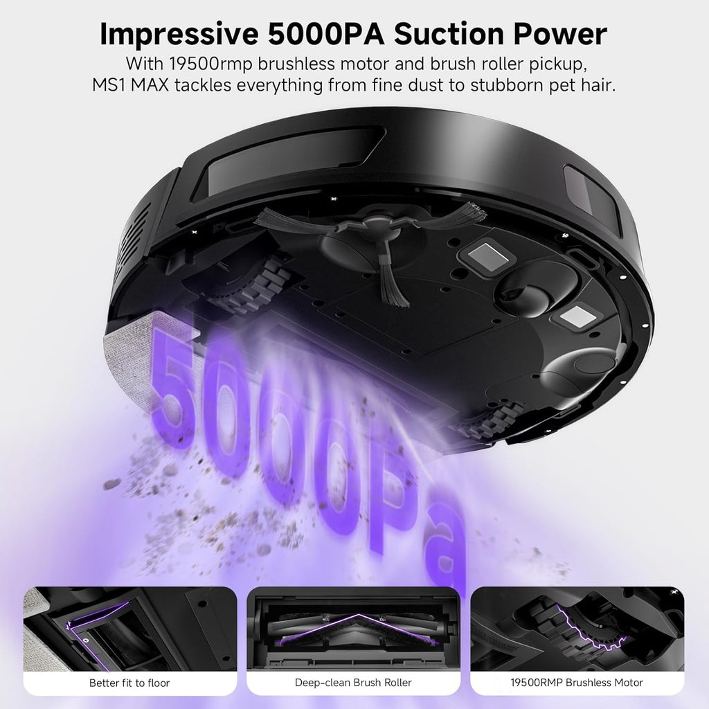 Robot Vacuum and Mop Combo, 5000Pa Robotic Vacuum with 3.5L Self Emptying Station, Lidar Navigation Robot Vacuum Cleaner, 180Mins Runtime, App/Remote/Voice Control, for Hard Floors and Carpets