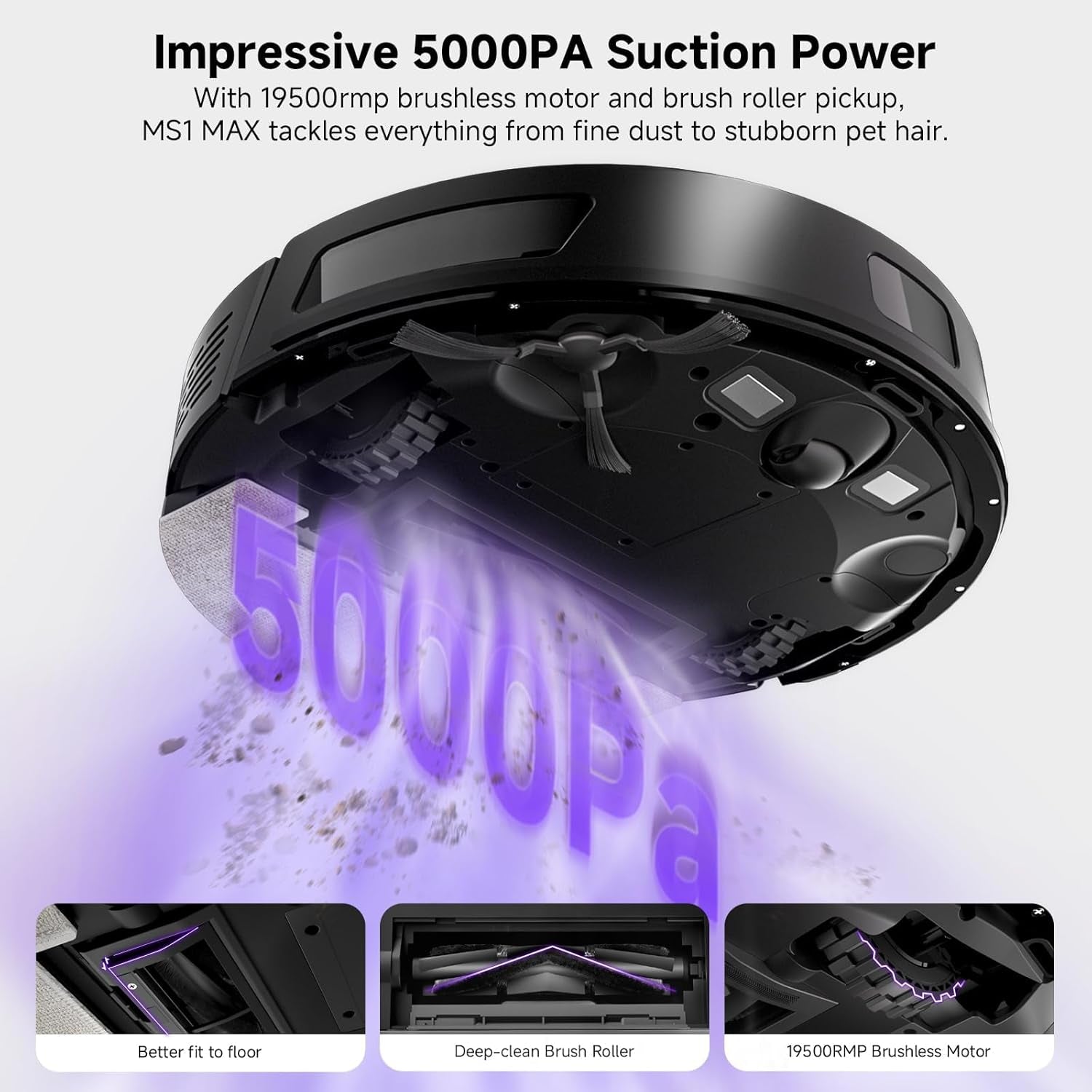 Robot Vacuum and Mop Combo, 5000Pa Robotic Vacuum with 3.5L Self Emptying Station, Lidar Navigation Robot Vacuum Cleaner, 180Mins Runtime, App/Remote/Voice Control, for Hard Floors and Carpets