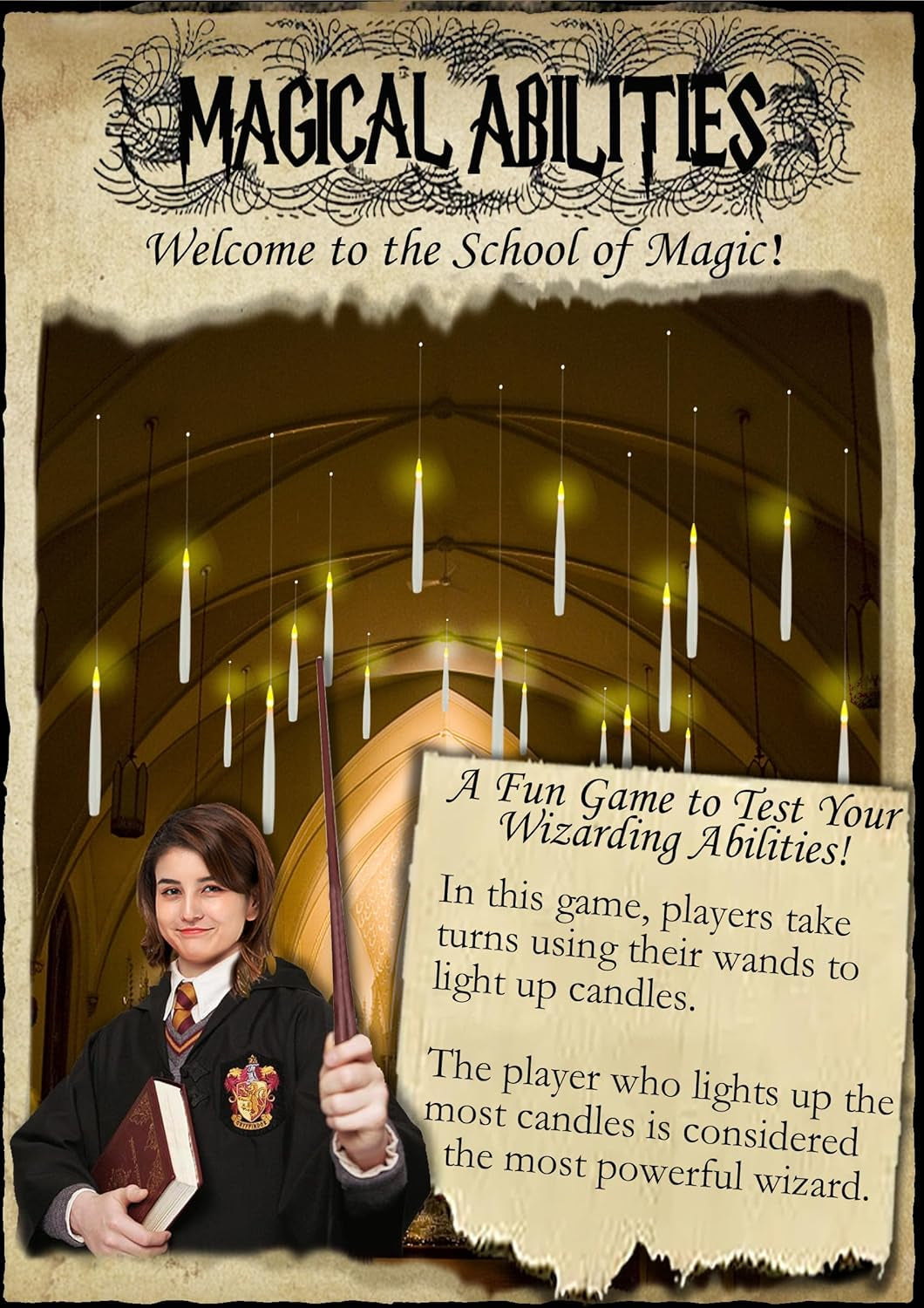 Halloween Decorations, 20 Pcs Floating Candles with Wand Magic Hanging Candles, Flickering Warm Light Flameless Floating LED Candle with Wand Remote, Battery Operated Taper Candle Set for Theme Party