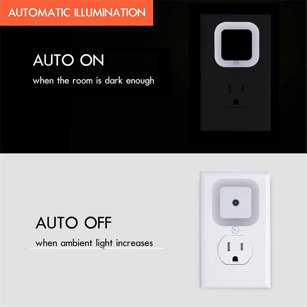 LED Night Light Lamp with Smart Sensor Dusk to Dawn Sensor, Daylight White, 0.5W Plug-In, 6-Pack