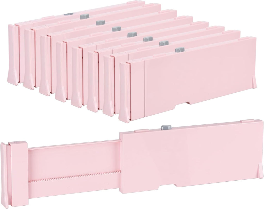 Drawer Dividers for Clothes 8 Pack, Adjustable 4" High Expandable from 11.6"-17" Dresser Drawer Organizer, Plastic Drawers Separators for Dresser, Baby Clothes, Kitchen and Office Storage