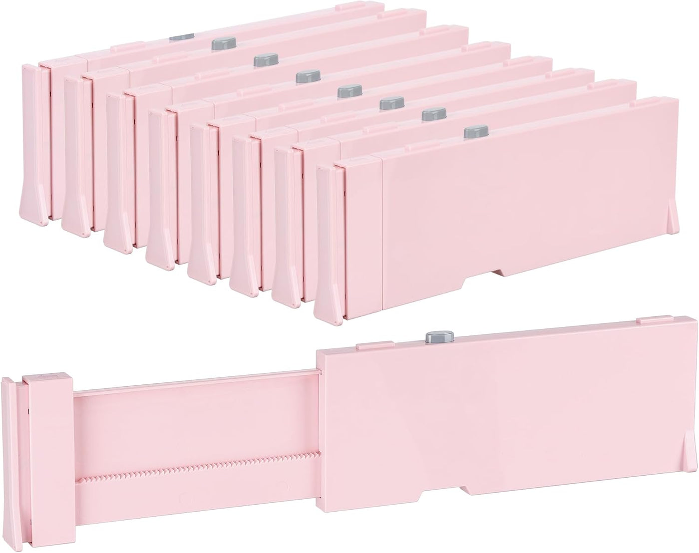 Drawer Dividers for Clothes 8 Pack, Adjustable 4" High Expandable from 11.6"-17" Dresser Drawer Organizer, Plastic Drawers Separators for Dresser, Baby Clothes, Kitchen and Office Storage
