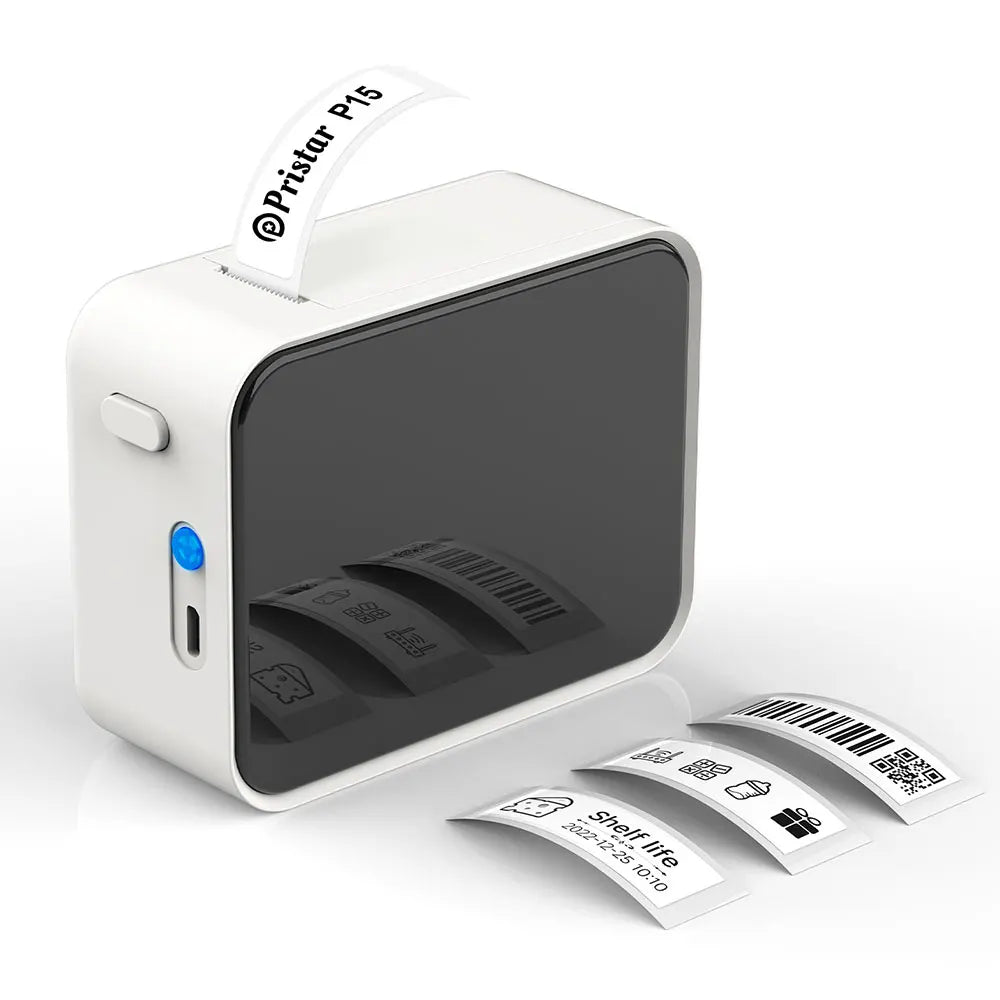Portable Label Printer Mini Bluetooth Labeling Machine DIY Adhesive Label Stickers Thermal Printer or 5PK White Label Tapes