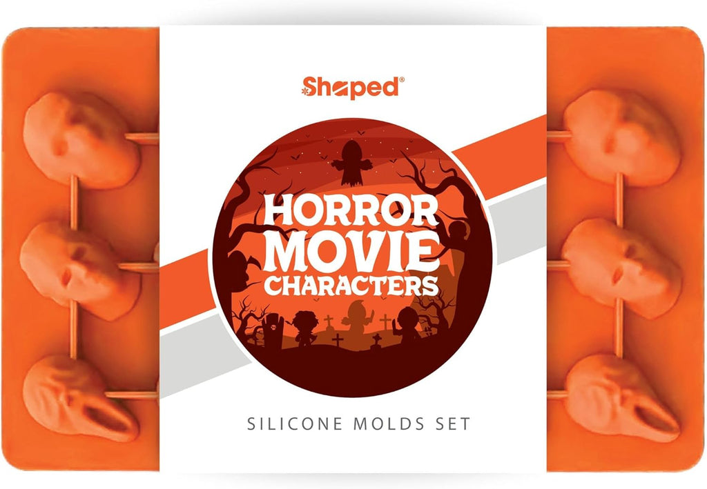 icemolds Horror Movie Character Molds – Halloween Silicone Molds for Chocolate, Candy, Resin, Crafts – 3D Scary Film Icons for Party Treats & DIY Decor (Orange)