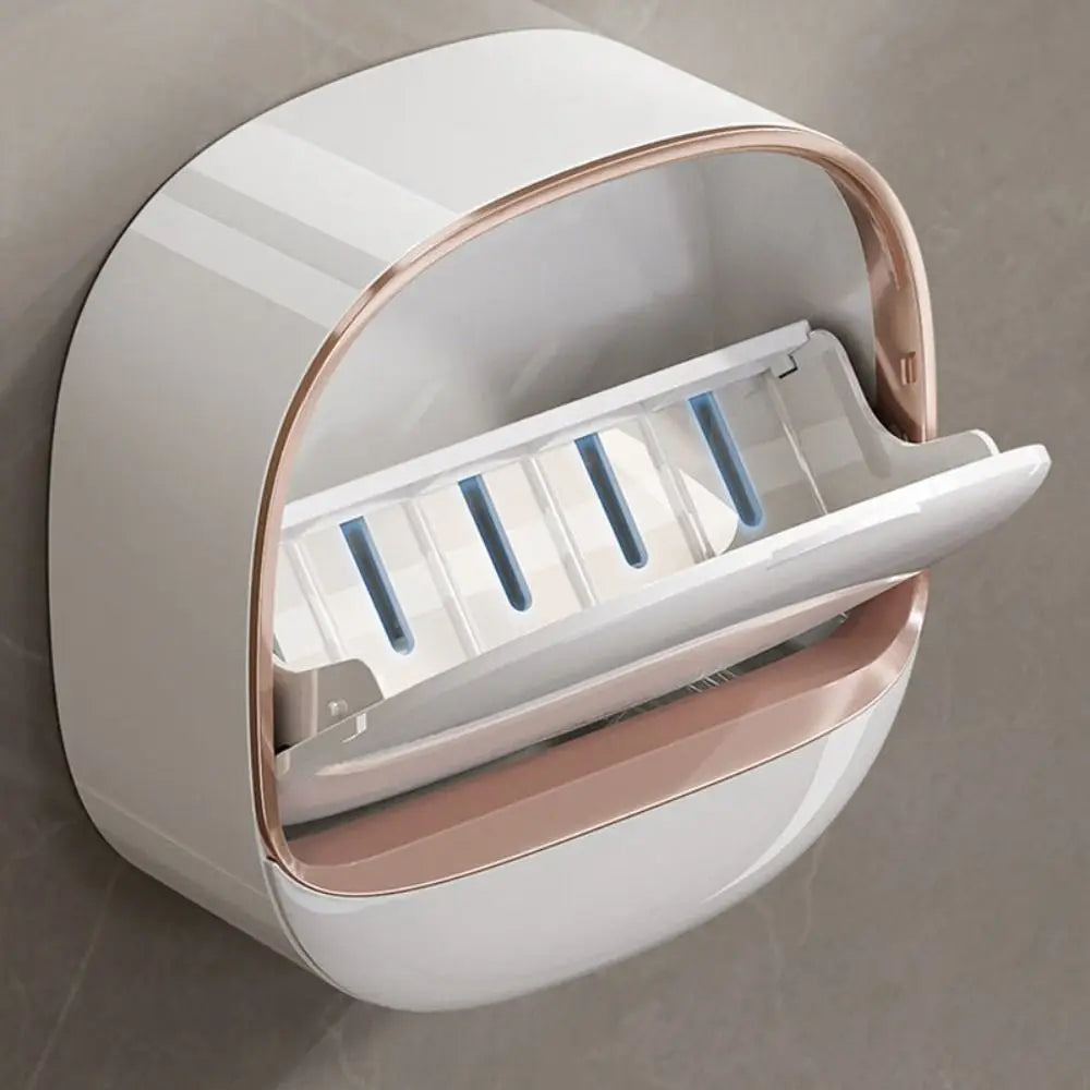 Soap Dish with Drainage Box Punch-Free Soap Holder Bathroom Drain Soap Box Flip Drain Soap Storage Case Bathroom Accessories