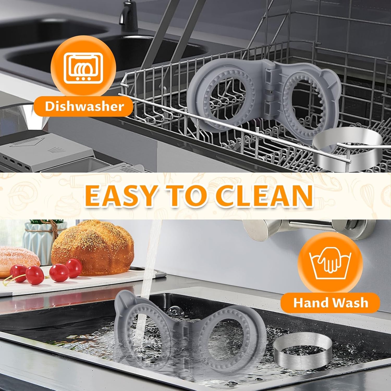 Uncrustable Sandwich Maker,Sandwiches Pocket Circle Shape 3.7Inch Sandwich Cutter and Sealer,Sandwich Cutter for Kids Breakfast and Lunchboxes (Grey)