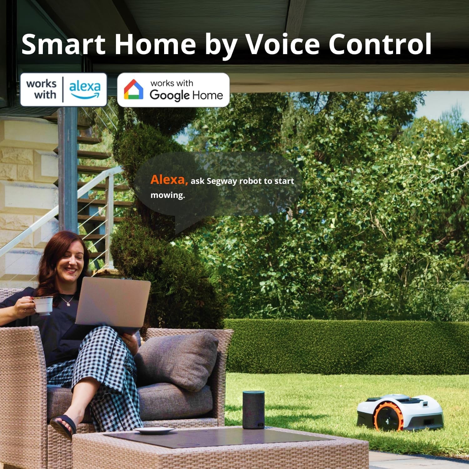 Segway  I105N Robot Lawn Mower Perimeter Wire Free 1/8 Acre Rtk+Vision Robotic Lawnmower, Ai-Assisted Mapping, Virtual Boundary, APP Control, 58Db(A) Quiet, Multi-Zone Management