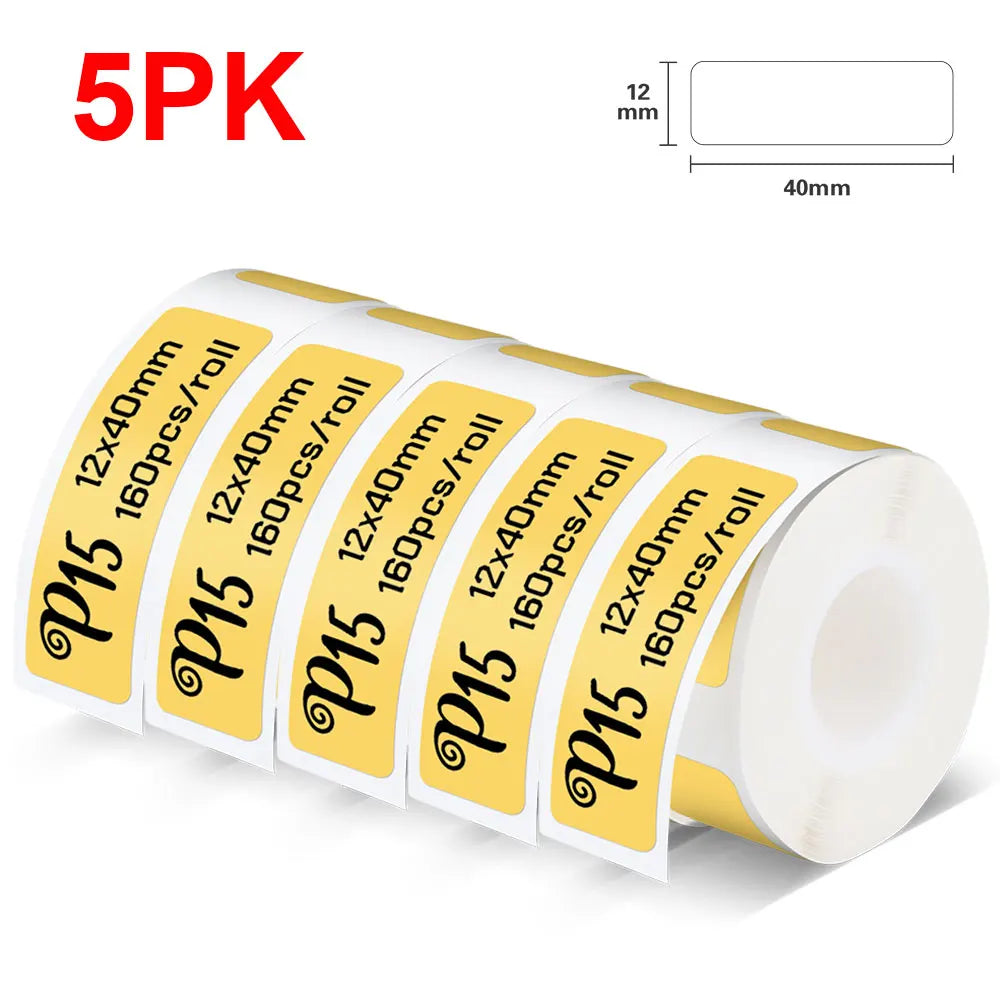 Portable Label Printer Mini Bluetooth Labeling Machine DIY Adhesive Label Stickers Thermal Printer or 5PK White Label Tapes