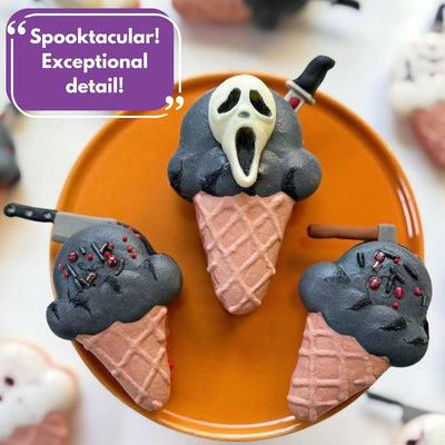 icemolds Horror Movie Character Molds – Halloween Silicone Molds for Chocolate, Candy, Resin, Crafts – 3D Scary Film Icons for Party Treats & DIY Decor (Orange)