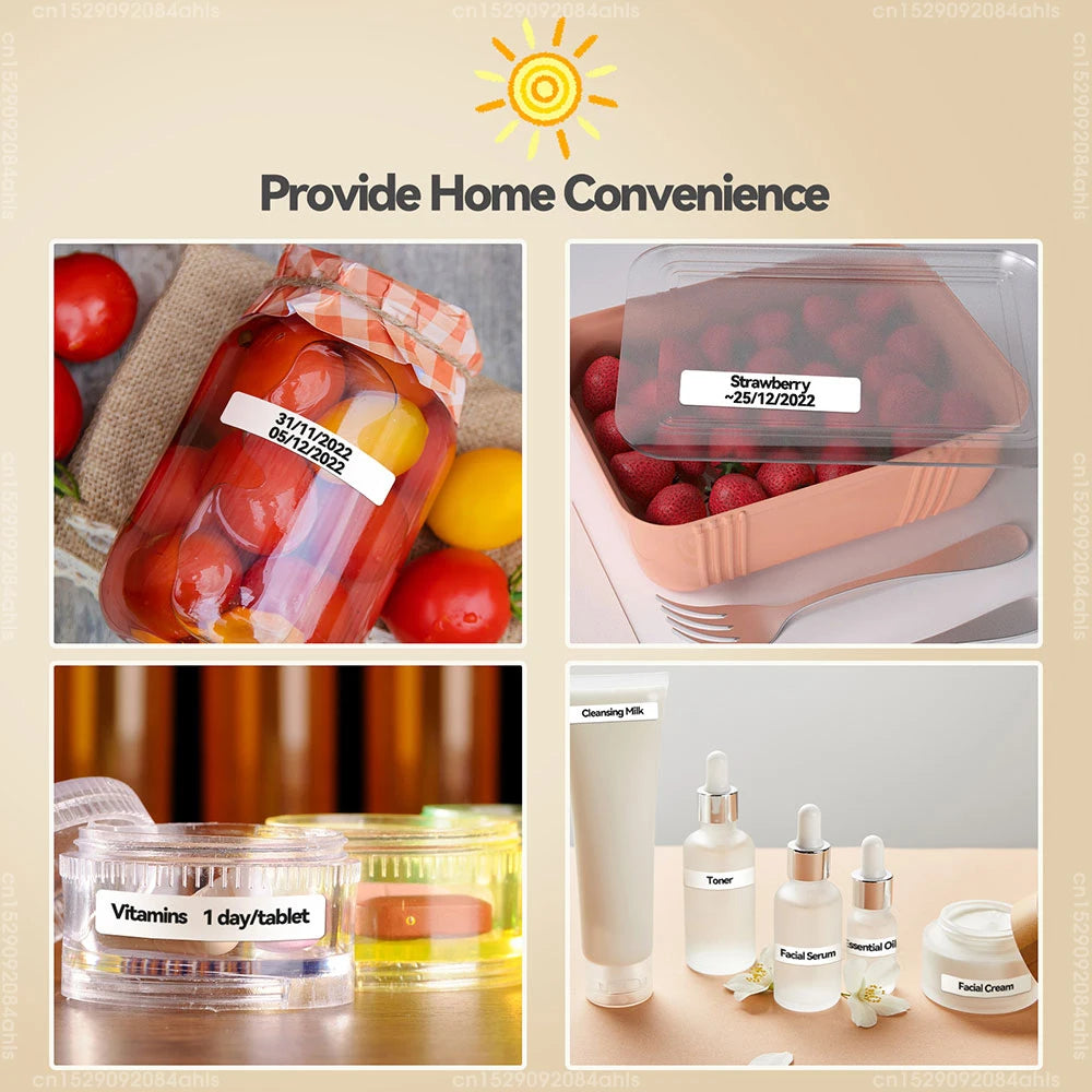 Portable Label Printer Mini Bluetooth Labeling Machine DIY Adhesive Label Stickers Thermal Printer or 5PK White Label Tapes