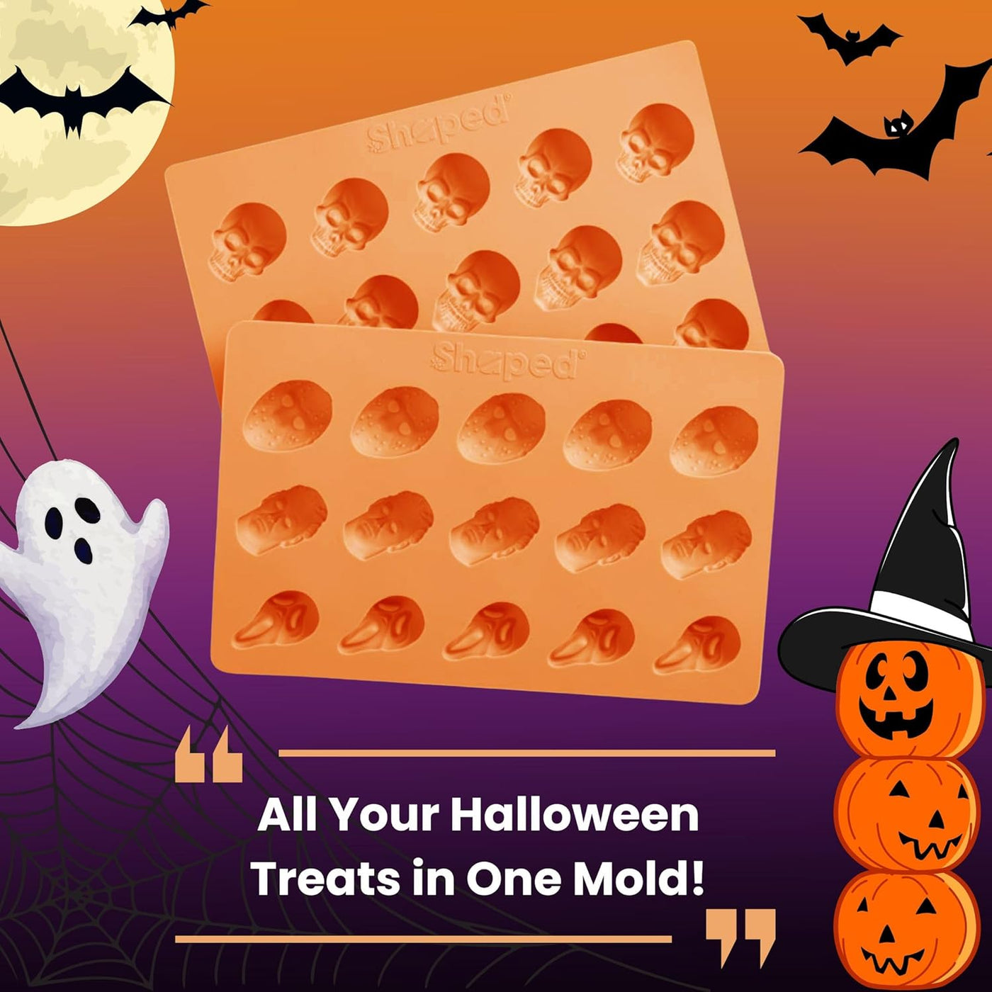 icemolds Horror Movie Character Molds – Halloween Silicone Molds for Chocolate, Candy, Resin, Crafts – 3D Scary Film Icons for Party Treats & DIY Decor (Orange)