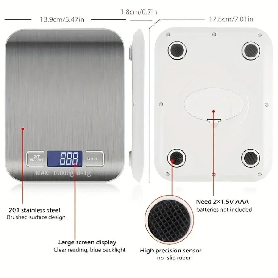 10Kg 1G Portable Kitchen Scale Electric Digital Food Coffee Scale LCD Display Measuring Scale Household Weight Measuring Tools