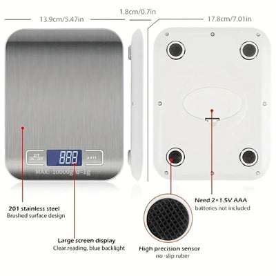 10Kg 1G Portable Kitchen Scale Electric Digital Food Coffee Scale LCD Display Measuring Scale Household Weight Measuring Tools
