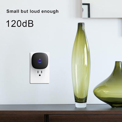 Wireless Doorbell, Easy Installation, Waterproof, Adjustable Volume, 58 Chimes, Colorful LED, 1000Ft Range, M520+F55, Black