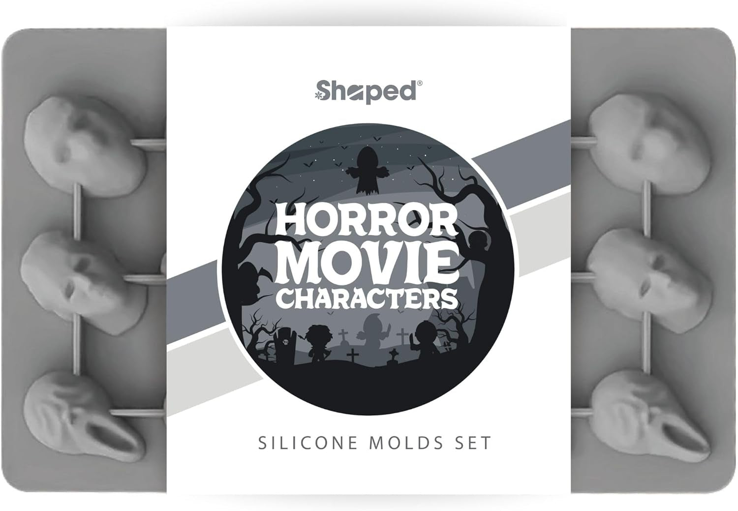 icemolds Horror Movie Character Molds – Halloween Silicone Molds for Chocolate, Candy, Resin, Crafts – 3D Scary Film Icons for Party Treats & DIY Decor (Orange)