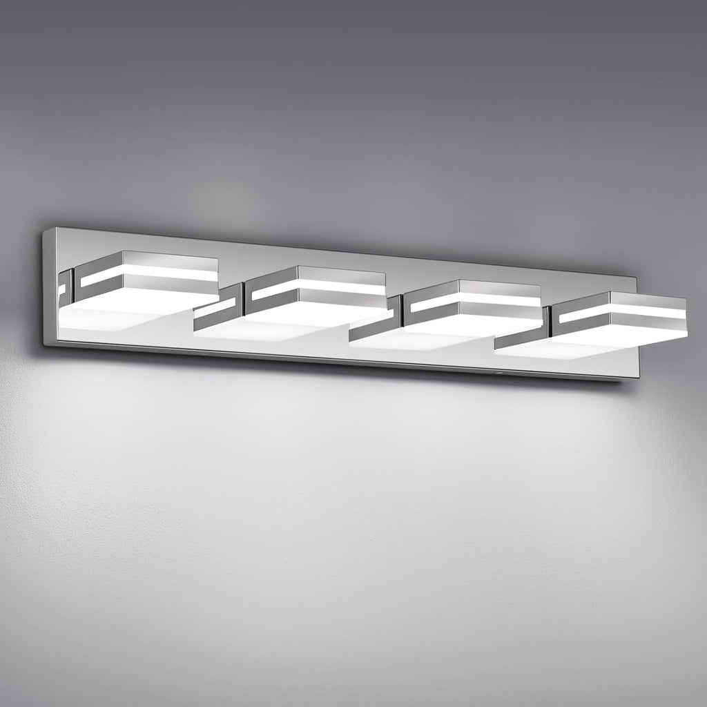 Modern LED Bathroom Lights Fixtures(3-Light),Metal Black Acrylic Wall Lighting,Vanity Lights for Bathroom over Mirror(6000K 16In