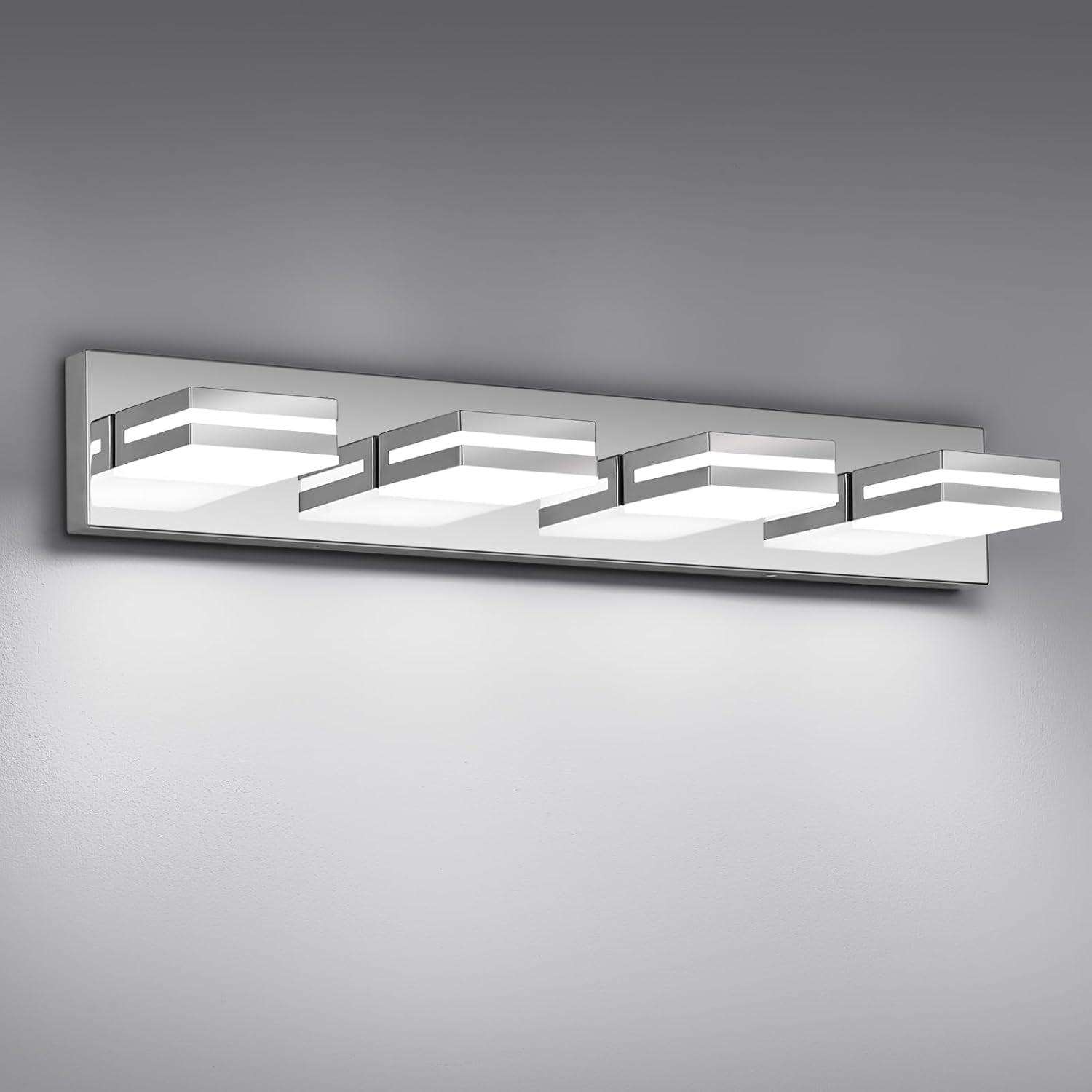 Modern LED Bathroom Lights Fixtures(3-Light),Metal Black Acrylic Wall Lighting,Vanity Lights for Bathroom over Mirror(6000K 16In