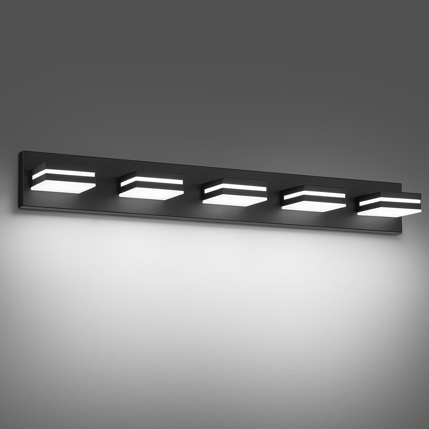 Modern LED Bathroom Lights Fixtures(3-Light),Metal Black Acrylic Wall Lighting,Vanity Lights for Bathroom over Mirror(6000K 16In
