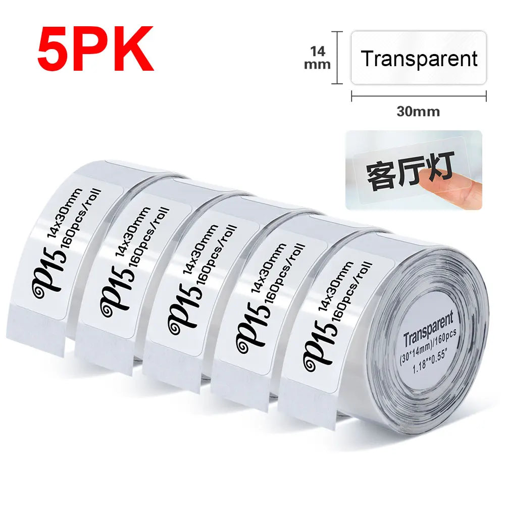 Portable Label Printer Mini Bluetooth Labeling Machine DIY Adhesive Label Stickers Thermal Printer or 5PK White Label Tapes