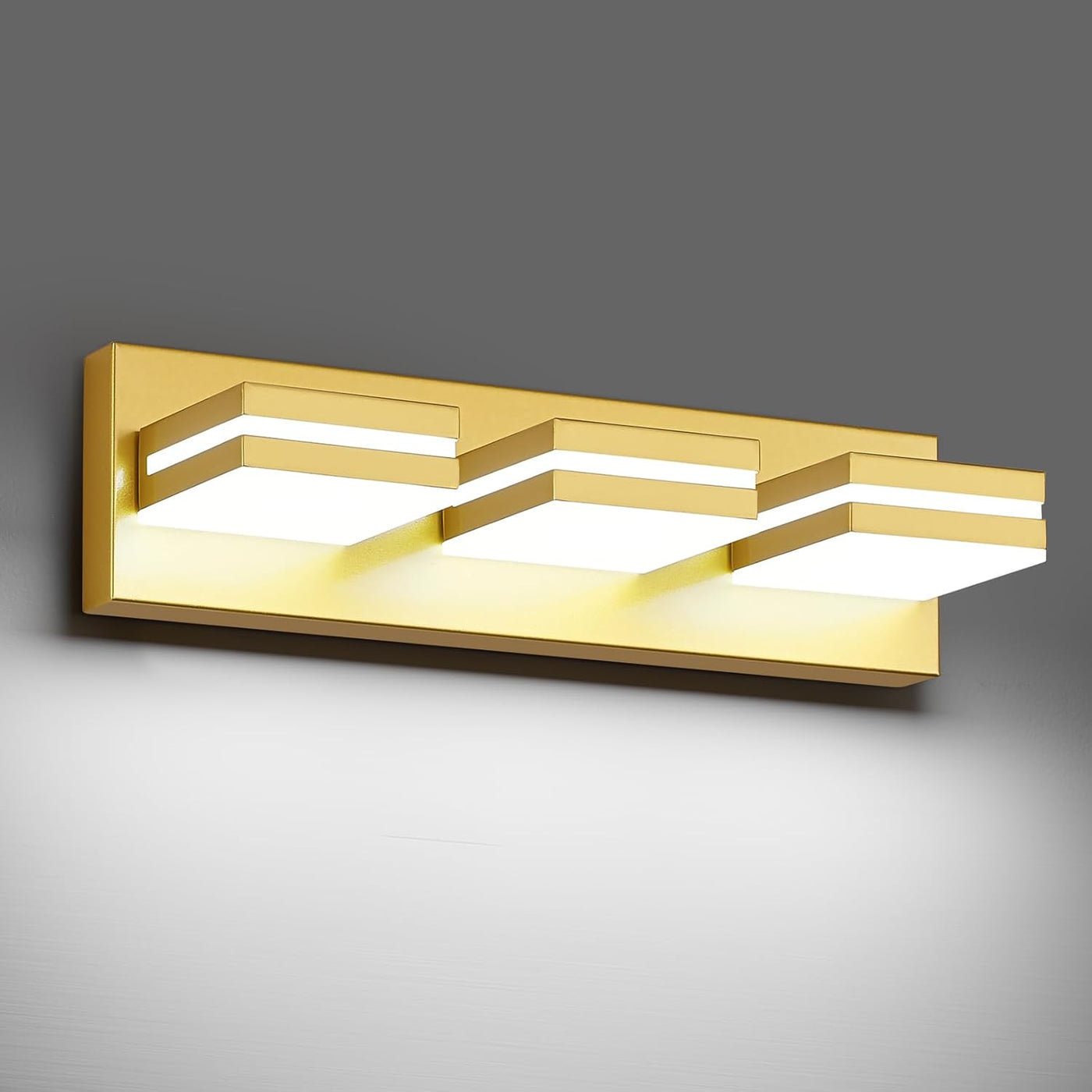 Modern LED Bathroom Lights Fixtures(3-Light),Metal Black Acrylic Wall Lighting,Vanity Lights for Bathroom over Mirror(6000K 16In